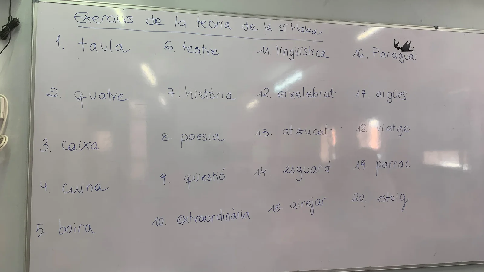 El curs comença amb la teoria de la síl·laba a la pissarra (5)